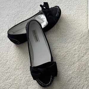 Steve Madden Black Bow Loafers, 8.5
